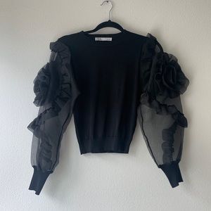 Zara Rose Sheer Sleeved Top